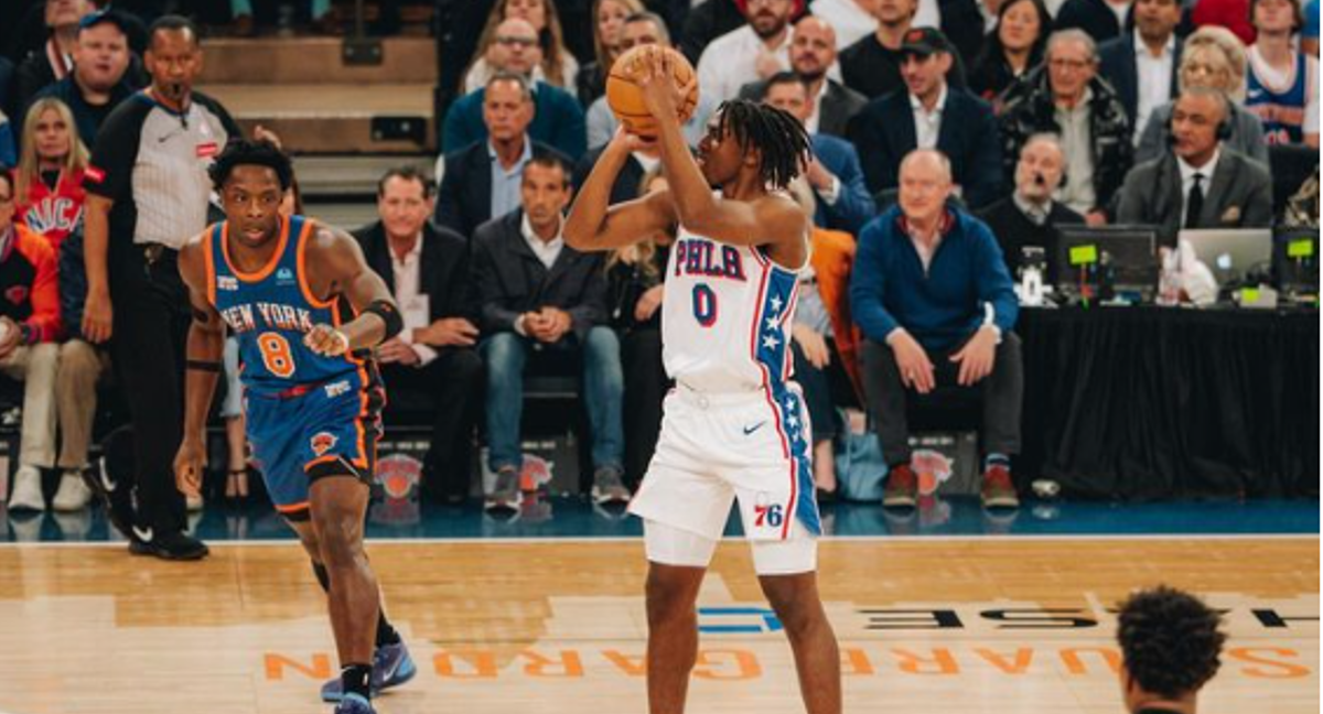 Maxey en el partido ante los Knicks. /Instagram Sixers