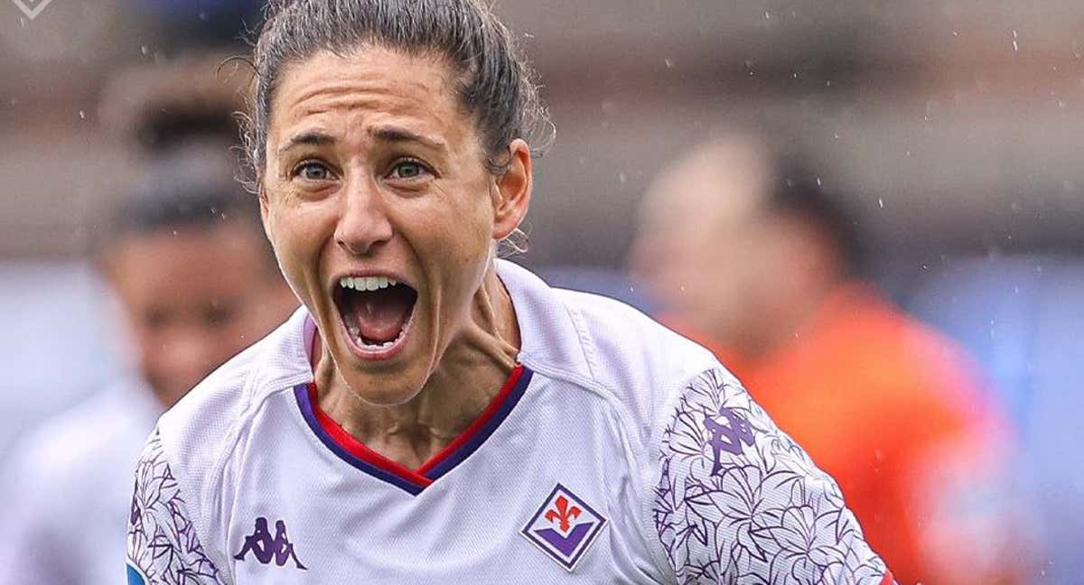 Vero Boquete celebra su gol con la Fiorentina en el partido ante el Inter.
