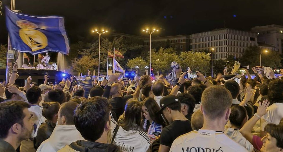Cibeles, durante la celebración de la afición del Real Madrid.