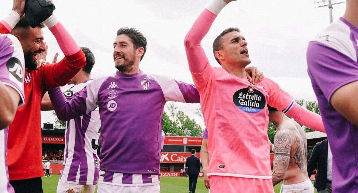 Masip y Escudero celebran una victoria./Real Valladolid