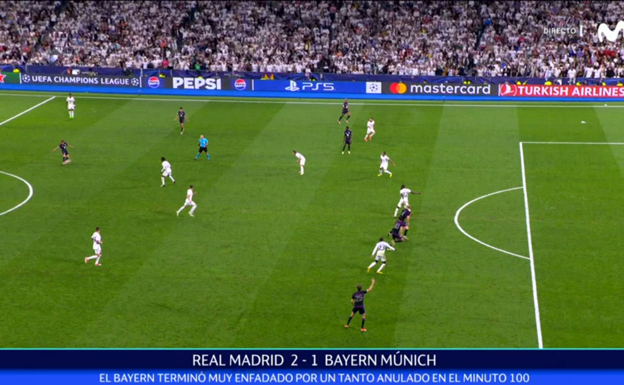 El fuera de juego del Bayern en el descuento.