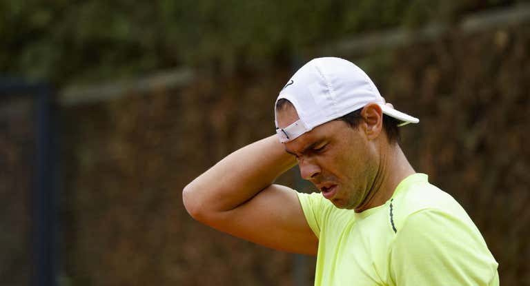 Rafael Nadal, durante un entrenamiento en el Foro Itálico de Roma.