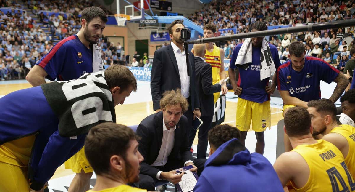 Roger Grimau durante un tiempo muerto esta temporada.