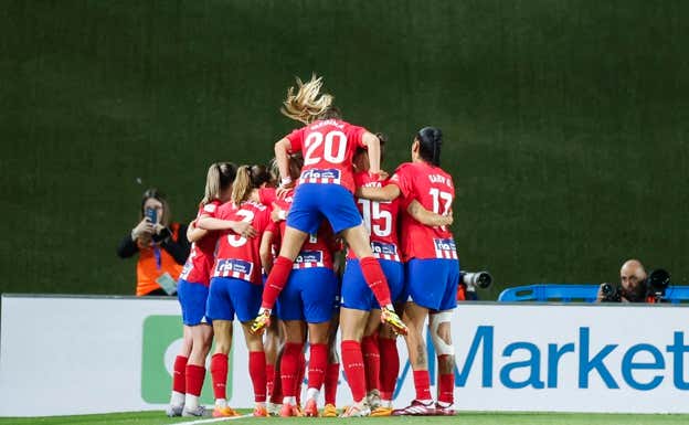 Las jugadoras del Atlético de Madrid celebrando un gol.  EFE