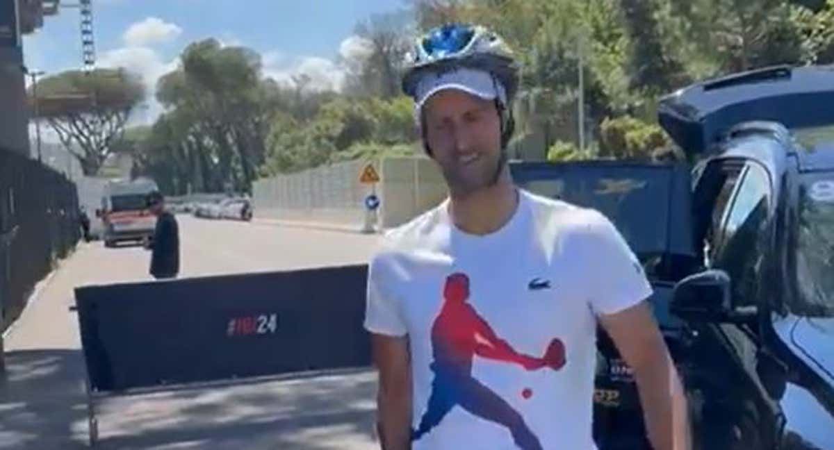 Novak Djokovic a su llegada al Foro Italico./Twitter