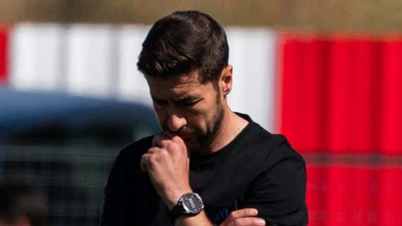 Gabi, entrenador del Getafe B, durante el partido. /Getafe B