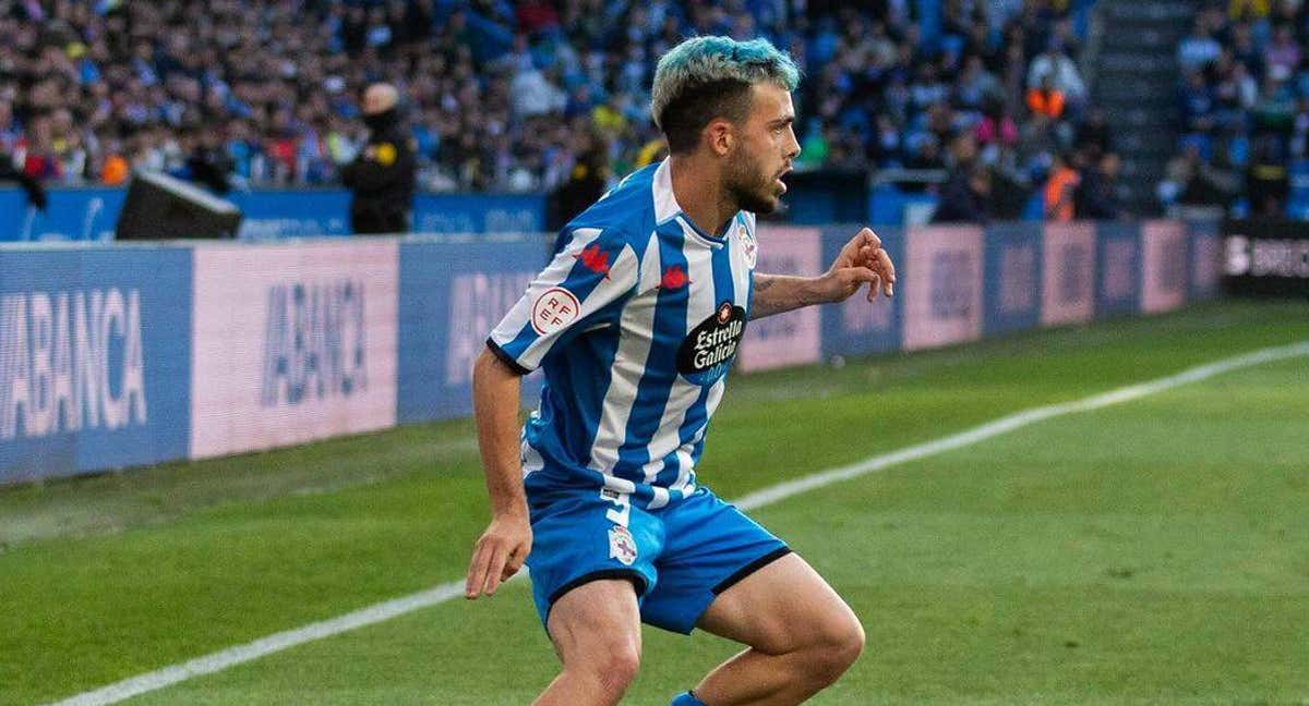 David Mella (18 años), en un partido con el Deportivo. /RC DEPORTIVO