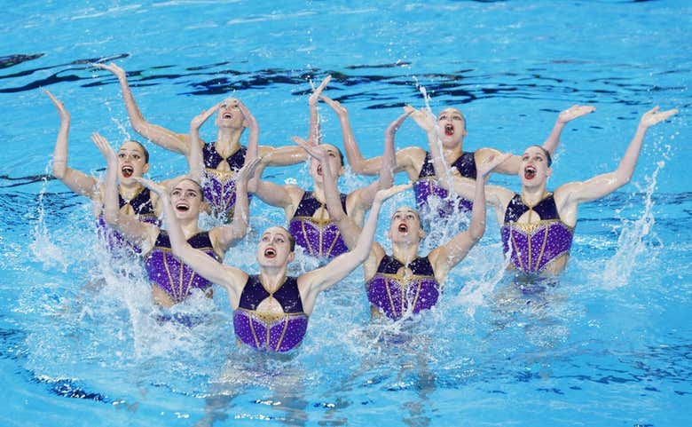 La Selección española de natación artística en París.  GETTY