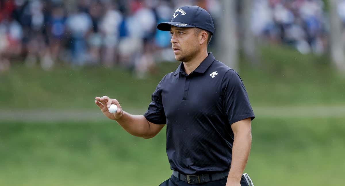 Xander Schauffele tras embocar un putt en el hoyo 8 de Valhalla./Efe