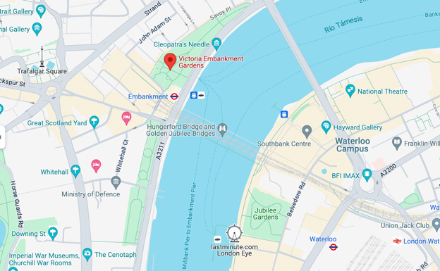 Ubicación de la Fan Zone del Real Madrid en Victoria Embankment. GOOGLE MAPS