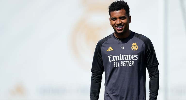 Rodrygo, en un entrenamiento de esta semana.