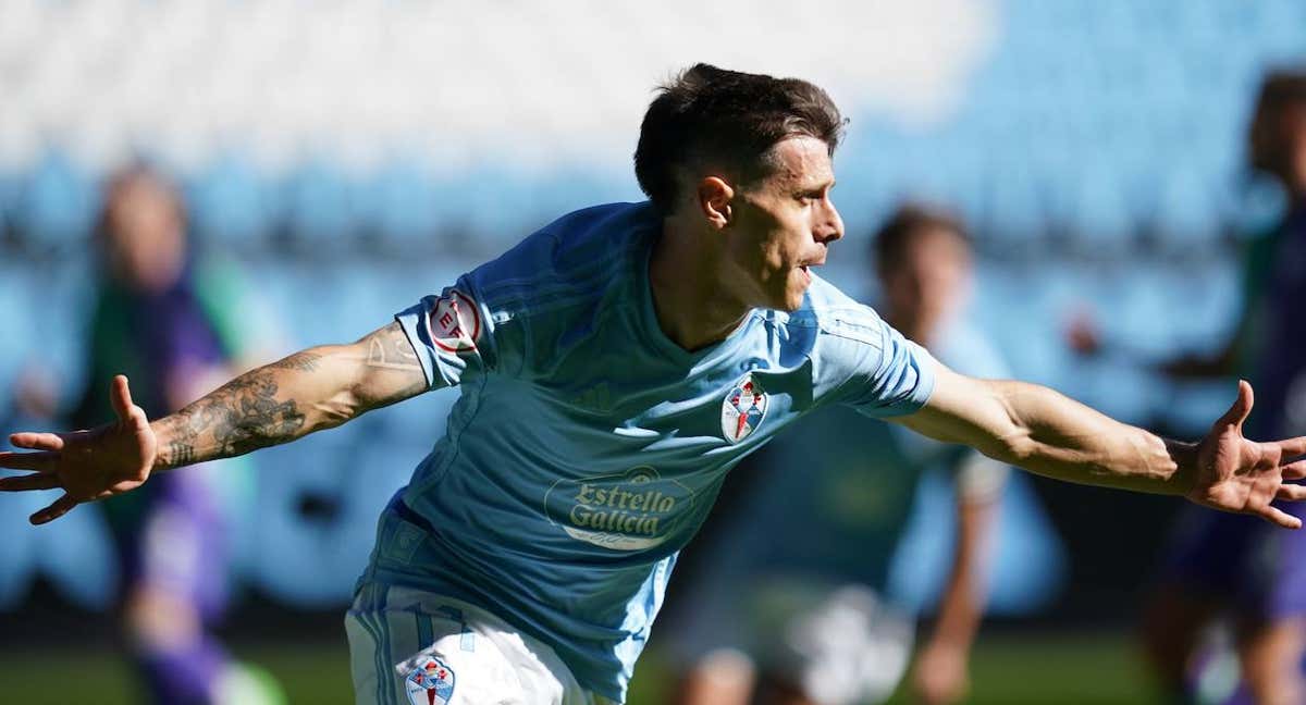 Alfon celebra el primer gol del partido.