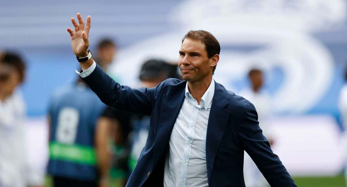 Rafa Nadal, antes de un partido en el Bernabéu./EFE/Mariscal