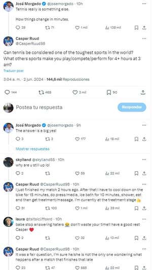 La conversación de Casper Ruud.  X