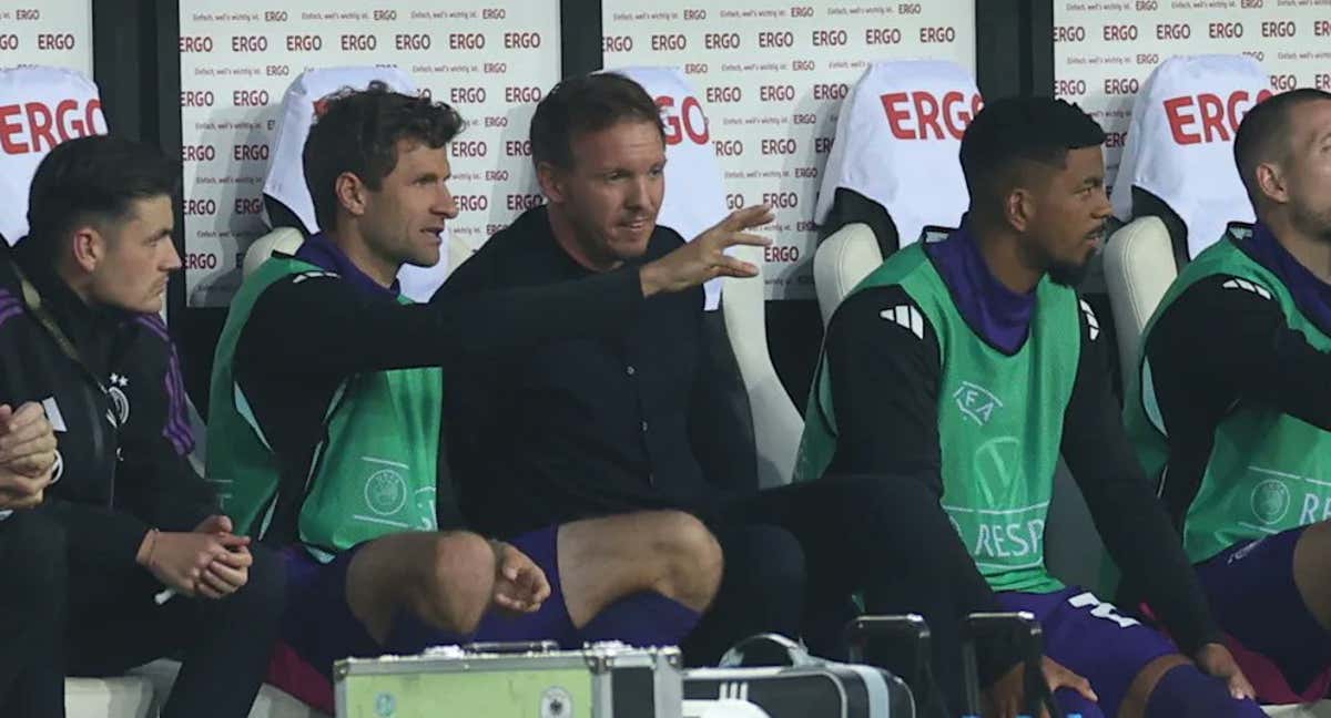 Nagelsmann y Muller durante el partido ante Grecia. /CAPTURA TV