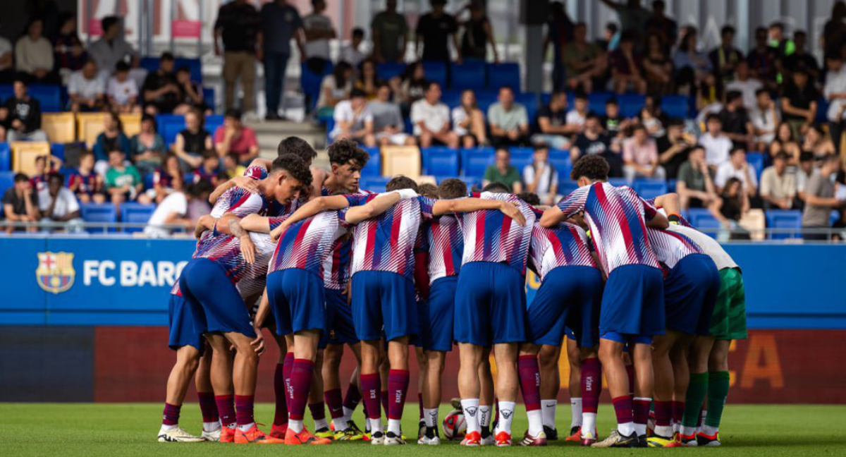 Los jugadores del Barça Atlètic en un entrenamiento