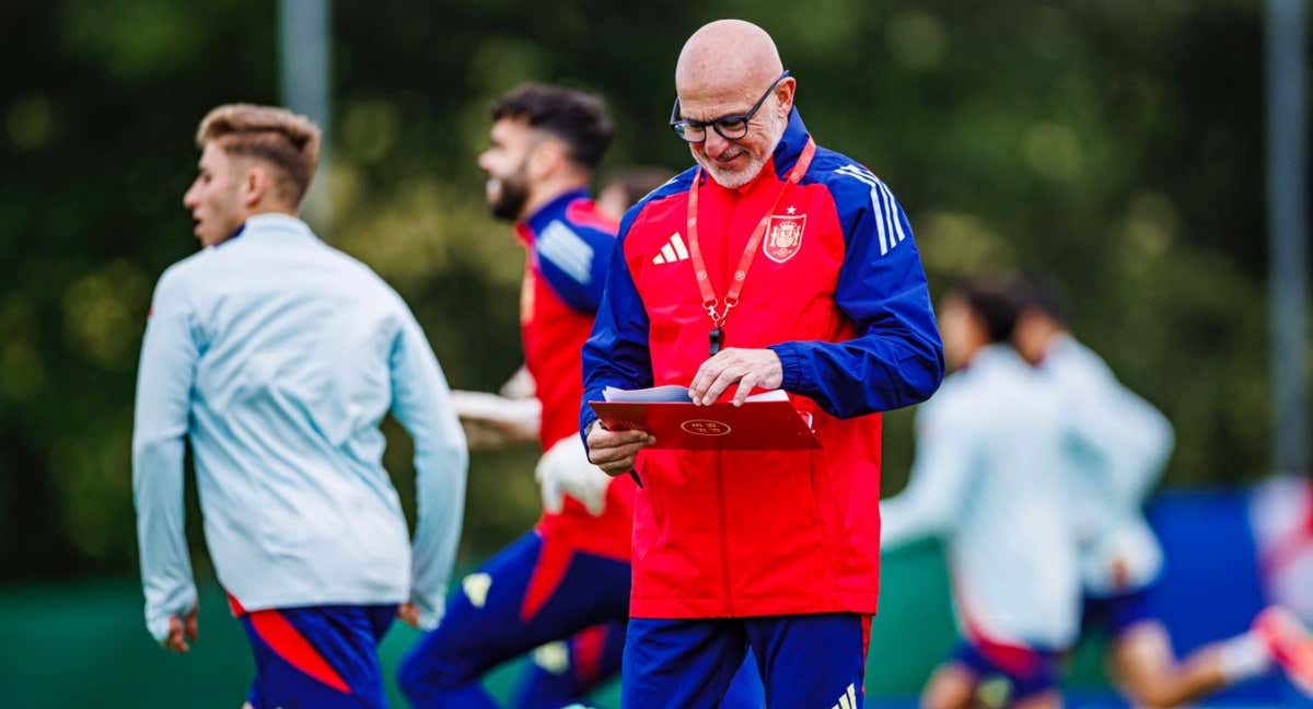 Luis de la Fuente, en el entrenamiento previo al España-Croacia. /RFEF