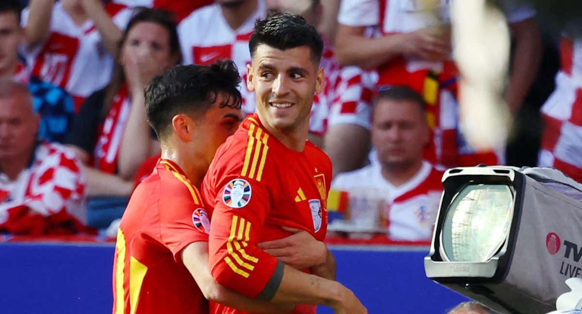 Morata, tras anotar su primer gol contra Croacia en la Euro 2024.