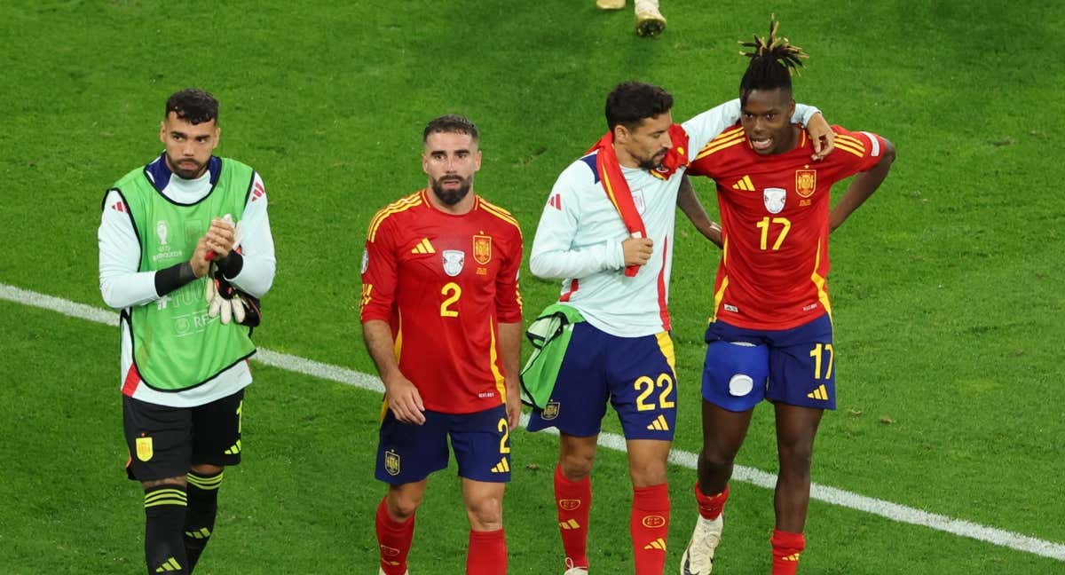 Los jugadores de España, tras la victoria ante Italia./EFE