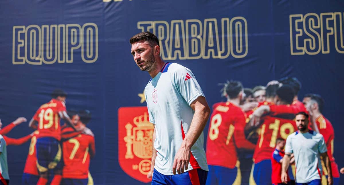 Laporte, en el entrenamiento de ayer. /RFEF