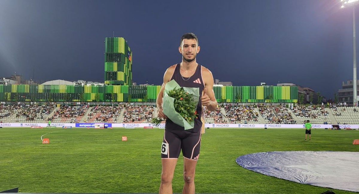 Quique Llopis vence los 110 metros vallas del meeting de Madrid.