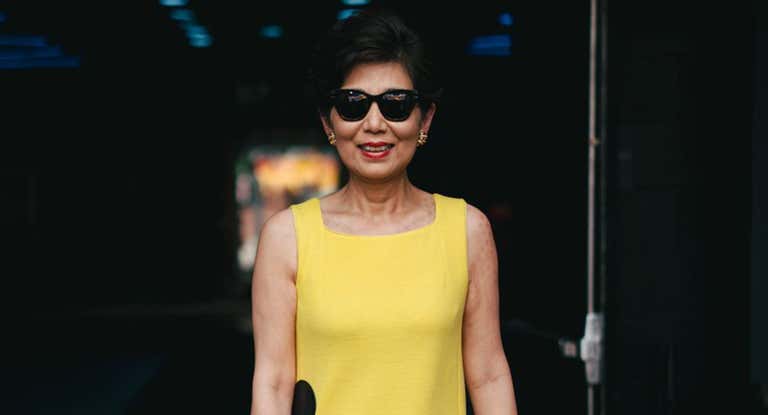 Michele Kang llegando a un partido.