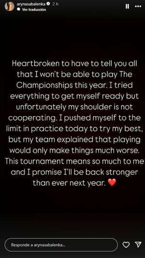 Sabalenka en su instagram.