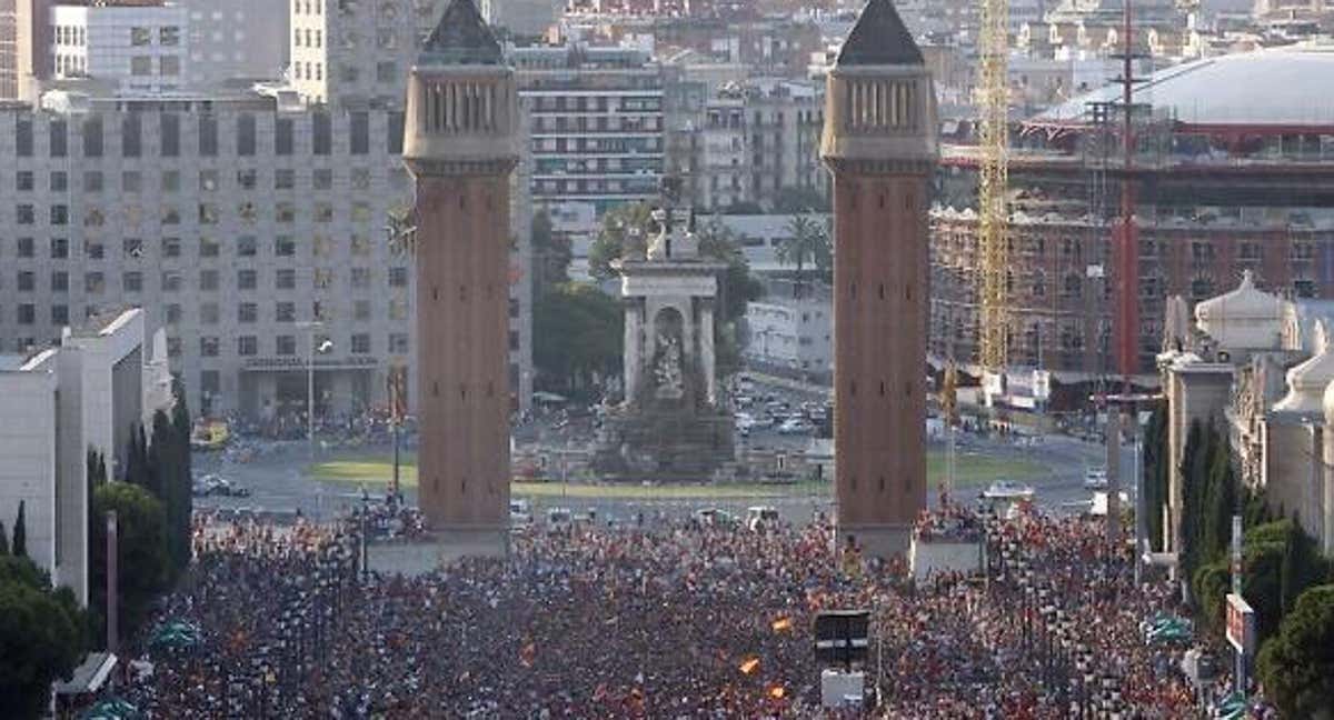 En su día ya se instaló una pantalla gigante en la Plaza España de Barcelona. /BARCELONA CON LA SELECCIÓN