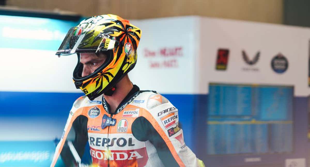Joan Mir saliendo del box. /HRC