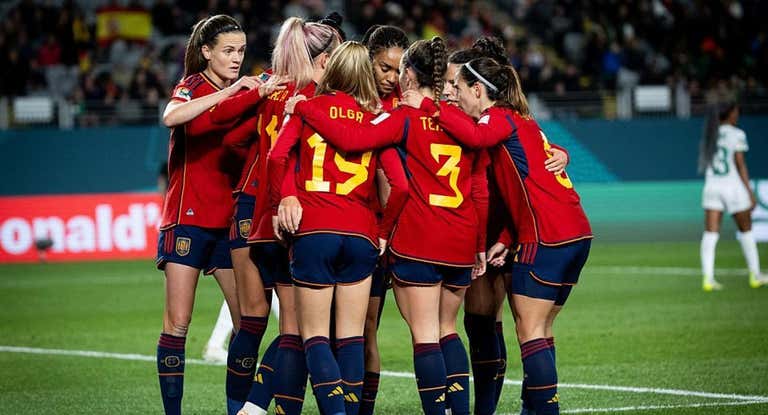 Las jugadoras de España en un partido del Mundial.