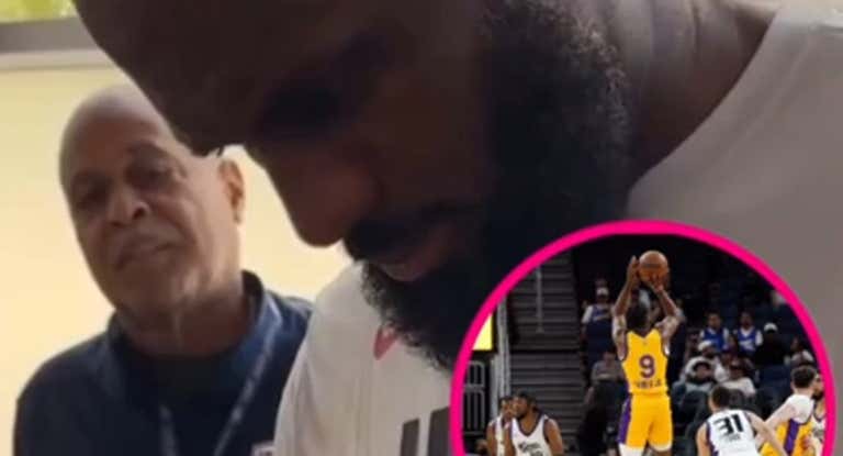 Así vio LeBron los primeros puntos de su hijo con los Lakers en la Summer League