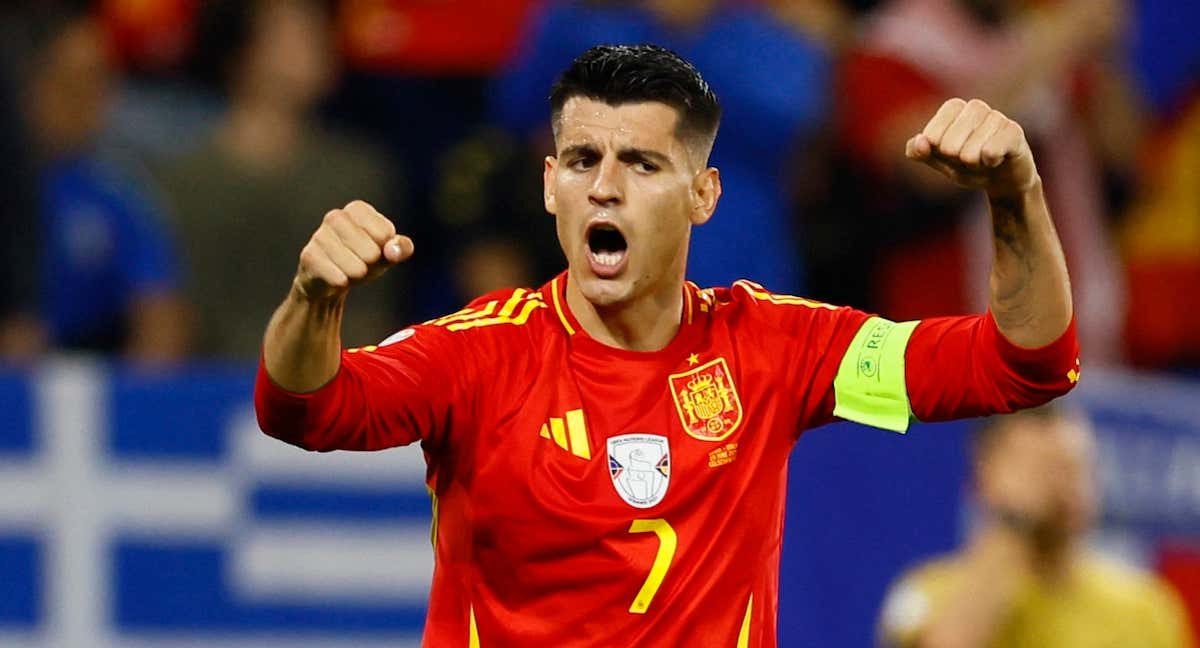 Álvaro Morata celebra la victoria de España contra Italia en la Euro 2024./REUTERS