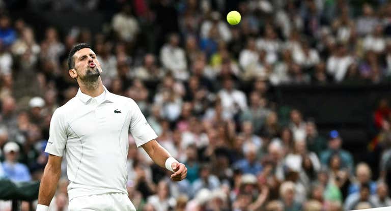 Novak Djokovic, en su partido contra Rune.