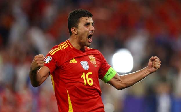 Rodri celebra el pase a la final. REUTERS