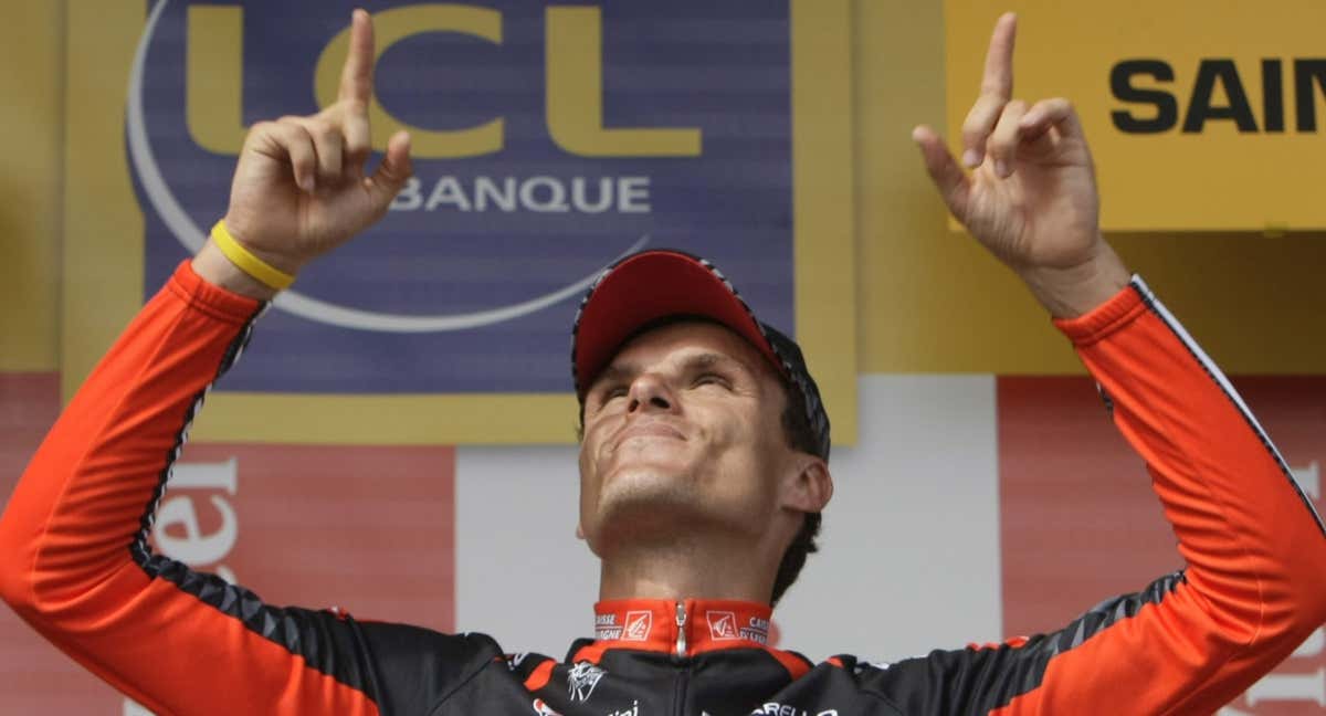 Luis León Sánchez celebra uno de sus triunfos en el Tour. /AP