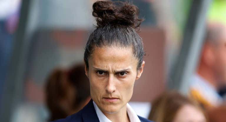 Montse Tomé, durante el partido de España ante República Checa.