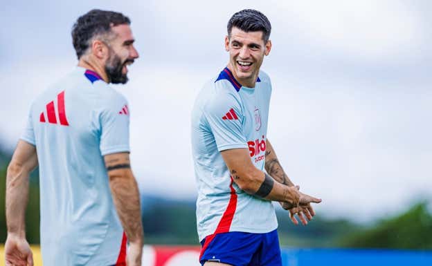 Morata, en un entrenamiento reciente.  RFEF