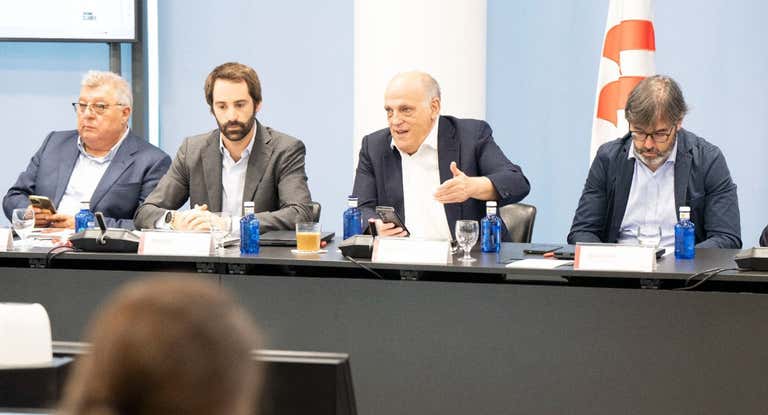Javier Tebas durante una Asamblea de LaLiga.