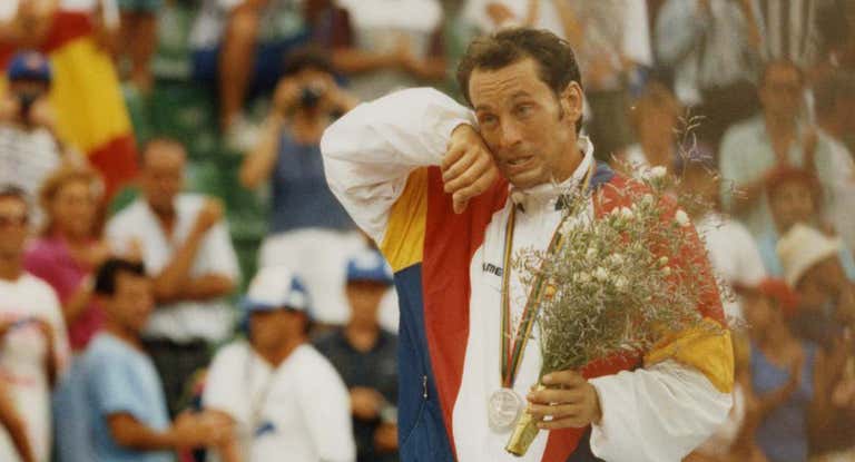 Jordi Arrese, en el podio de los Juegos Olímpicos de Barcelona 92.