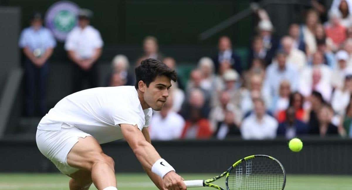 Alcaraz en un partido de tenis.