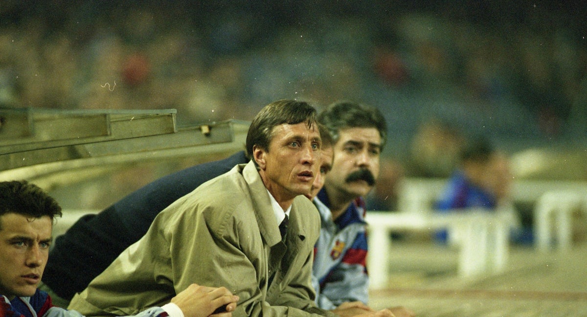 Johan Cruyff durante un partido del Barça.
