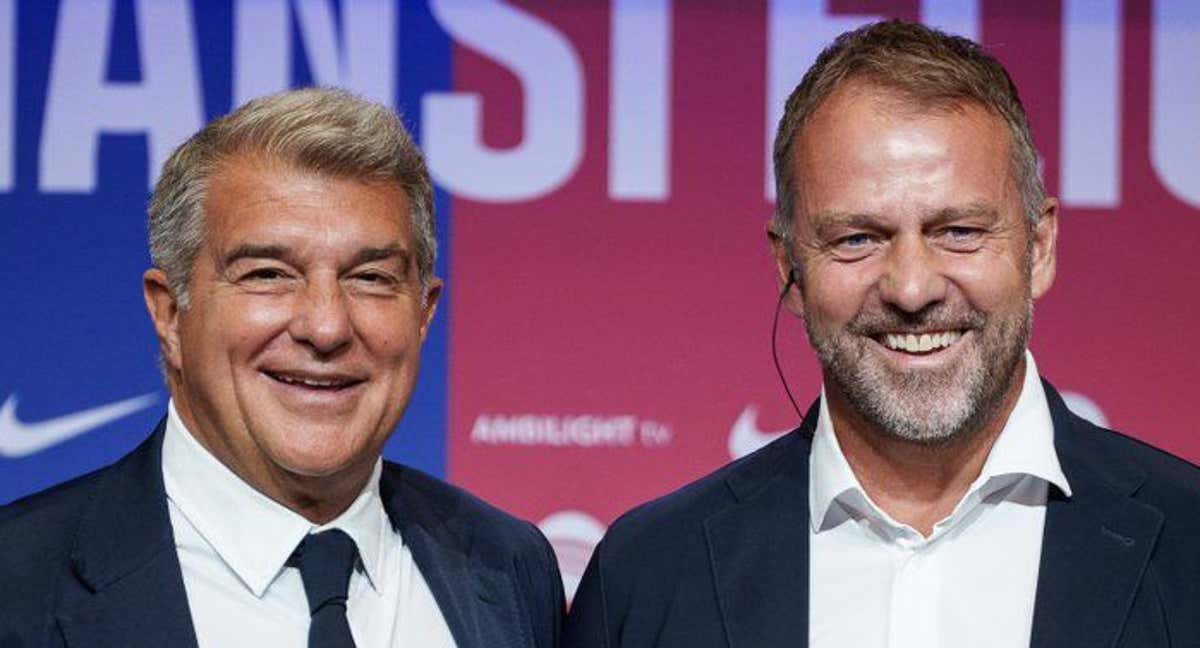 Hansi Flick en su puesta de largo como nuevo técnico del FC Barcelona.