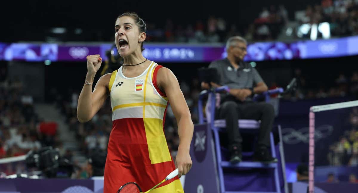 Carolina Marín, celebrando un punto. /EFE