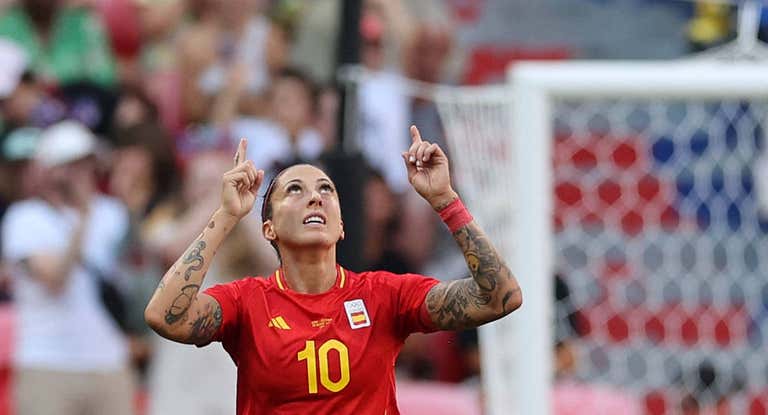 Jenni Hermoso celebra el gol que marcó ante Colombia.