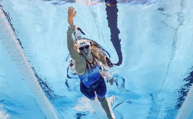 Katie Ledecky durante su participación en París 2024. REUTERS