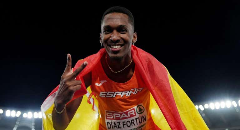 Jordan Díaz, tras ganar el Europeo en Roma en 2024.