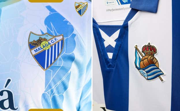 Montaje camisetas del Málaga y Real Sociedad.  RELEVO