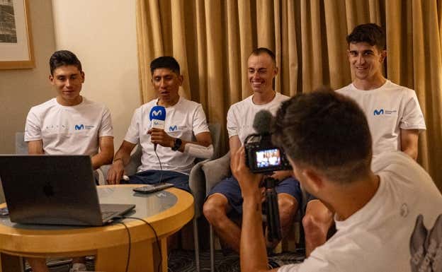 Disposición de la rueda de prensa de Movistar Team previa a La Vuelta 24.  MOVISTAR TEAM / BARRAGE MEDIA