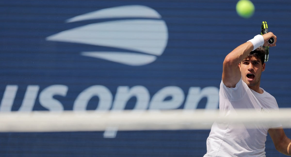 Alcaraz, durante un entrenamiento para el US Open.