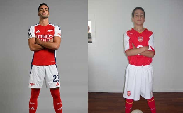 Merino replica las fotos que se sacó de pequeño con la equipación del Arsenal. ARSENAL